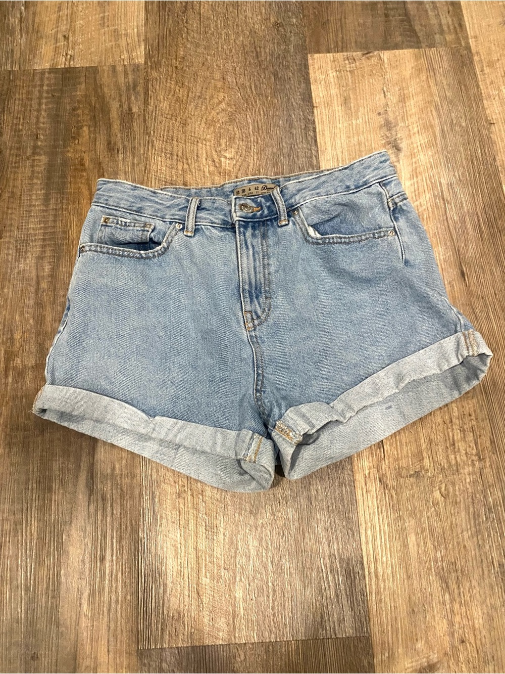 Garage Light Blue Cuffed Denim Shorts